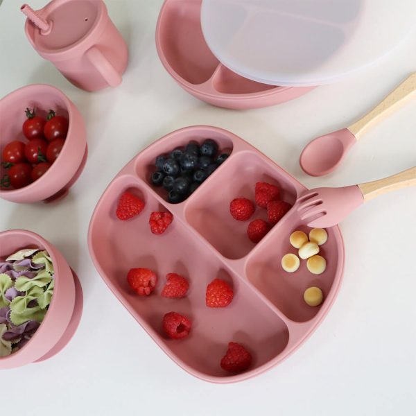 infant cutlery suction spoons and bowls silicone weaning feeding sets